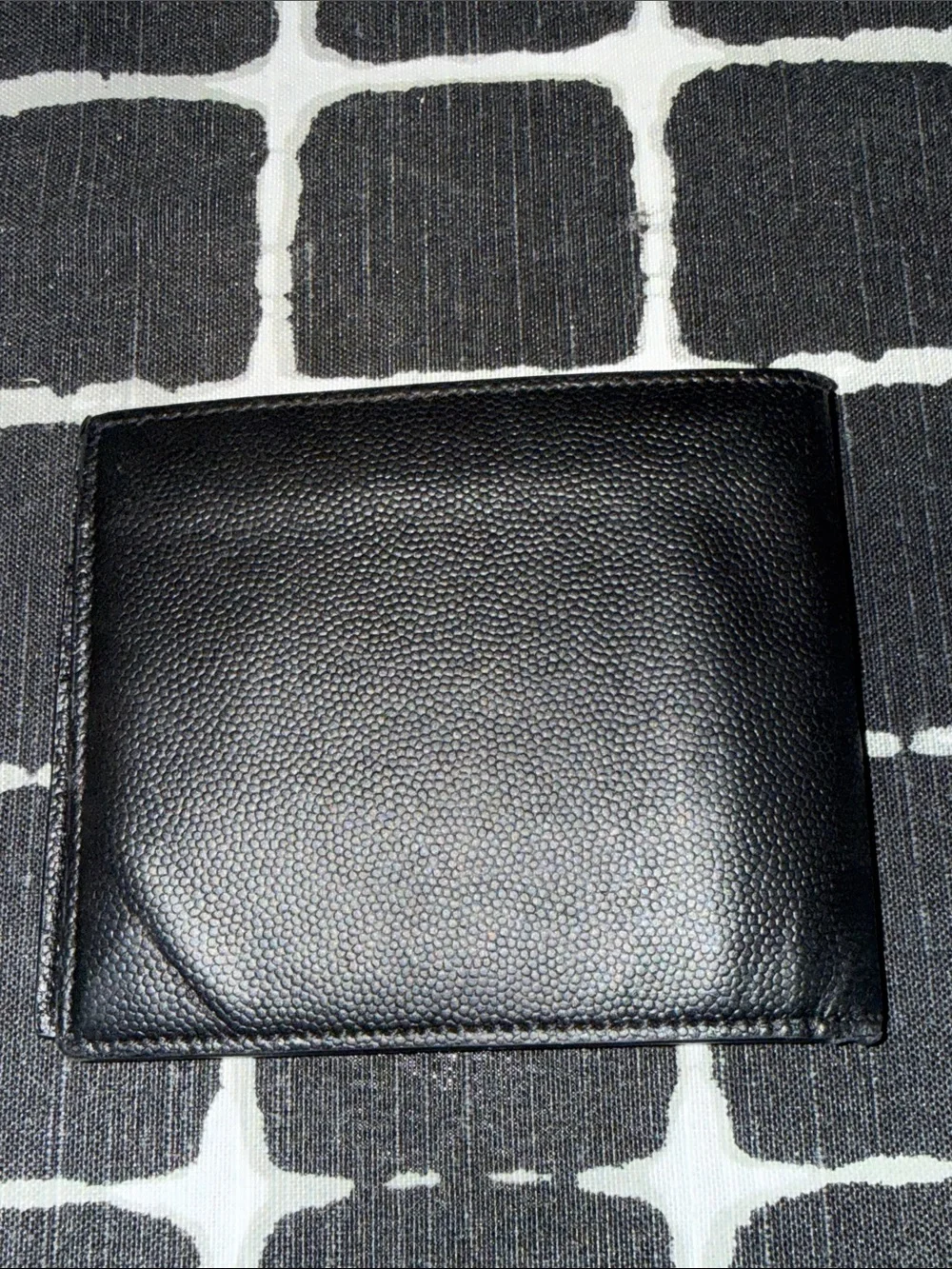 Saint Laurent Black Grained Leather Money Clip Wallet